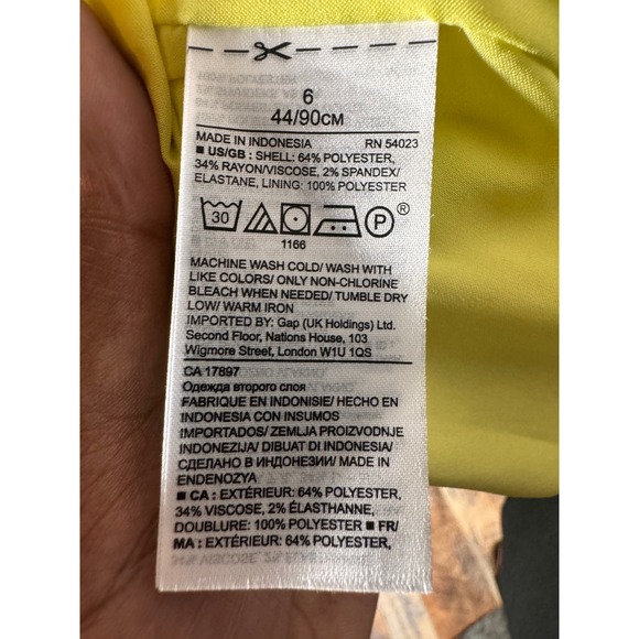 Banana Republic‎ Yellow Sleeveless V-Neck Sheath Dress Size 6 - Picture 4 of 5